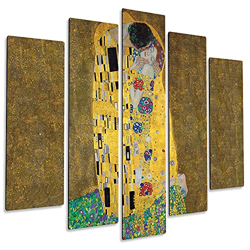Giallobus - 5 Multi Panel Art Board - Gustav Klimt - Der Kuss - MDF-Holz - 140x100 von Giallobus