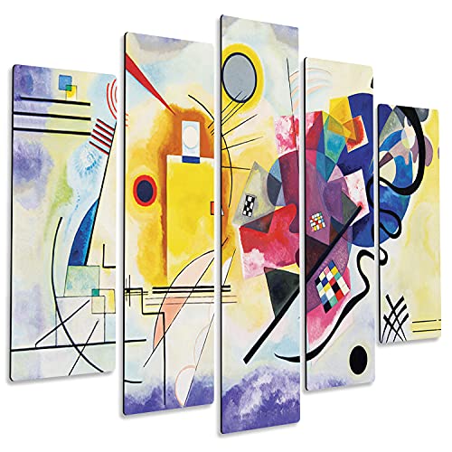 Giallobus - 5 Multi Panel Art Board - Vassily Kandinsky - Gelb Rot Blau - MDF-Holz - 140x100 von Giallobus