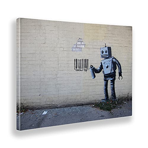 Giallobus - Bild - Druck AUF LEINWAND - Banksy - Robot- 100 x 140 cm von Giallobus