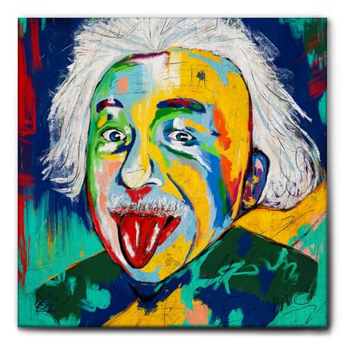 Giallobus - Bild bereits gerahmt fertig zum Aufhängen - Druck auf Leinwand - Einstein - Moderne Bilder für Heimtextilien Haus design - Verschiedene XXL-Formate - 70x70 cm von Giallobus