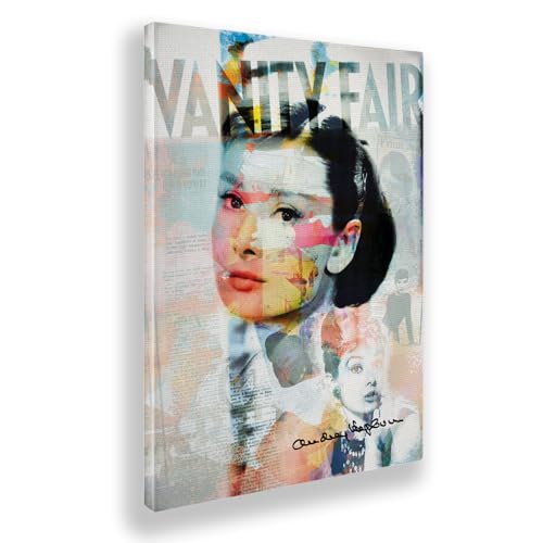 Giallobus - Gemälde - 02 - Tribute Audrey Hepburn - Leinwand mit Standardrahmen - 35x50 - Bereit zum Aufhängen - Moderne Gemälde für zu Hause von Giallobus
