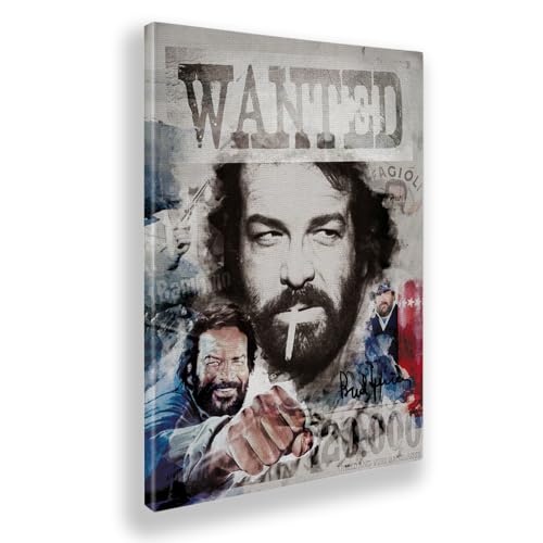 Giallobus - Gemälde - 05 - Tribute Bud Spencer - Leinwand mit Standardrahmen - 35x50 - Bereit zum Aufhängen - Moderne Gemälde für zu Hause von Giallobus