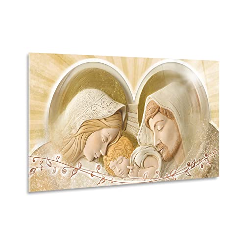 Giallobus - Gemälde - 11 - Religiöses Bild - Segen der Heiligen Familie - Acrylglas - 140x70 - Bereit zum Aufhängen - Moderne Gemälde für zu Hause von Giallobus