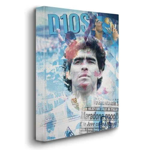 Giallobus - Gemälde - 13 - Tribute Diego Armando - Premium Loom Canvas mit hoher Dicke - 35x50 - Bereit zum Aufhängen - Moderne Gemälde für zu Hause von Giallobus