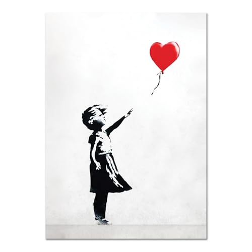 Giallobus - Gemälde - Banksy - Baby Mädchen roter Herzballon - Acrylglas - 100L x 140l cm - Bereit zum Aufhängen - Moderne Gemälde von Giallobus