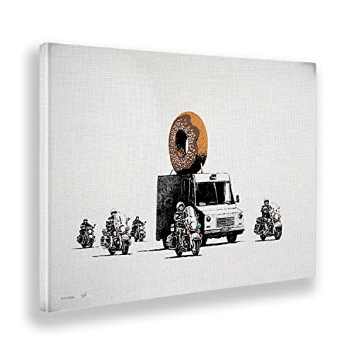 Giallobus - Gemälde - Banksy - Donut Schokolade - Leinwand - 140x100 - Bereit zum Aufhängen - Moderne Gemälde für zu Hause von Giallobus