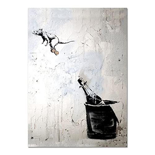 Giallobus - Gemälde - Banksy - Maus auf dem Flaschenverschluss - Acrylglas - 100x140 - Bereit zum Aufhängen - Moderne Gemälde für zu Hause von Giallobus