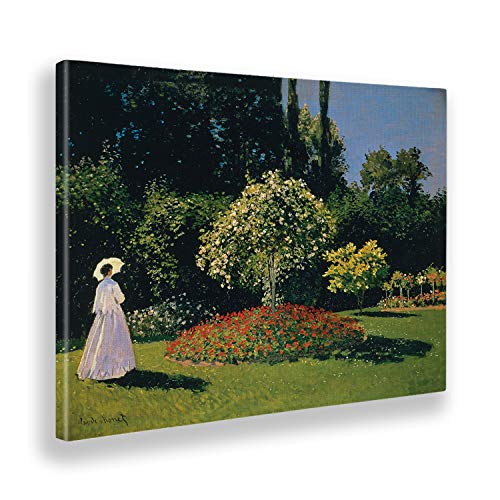 Giallobus - Gemälde - Claude Monet - Frau und Garten - Leinwand - 70x50 - Bereit zum Aufhängen - Moderne Gemälde für zu Hause von Giallobus