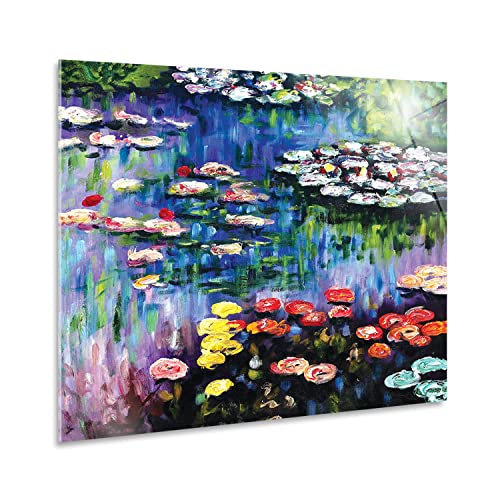 Giallobus - Gemälde - Claude Monet - Seerosen im Teich in Giverny - Acrylglas - 70x50 - Bereit zum Aufhängen - Moderne Gemälde für zu Hause von Giallobus