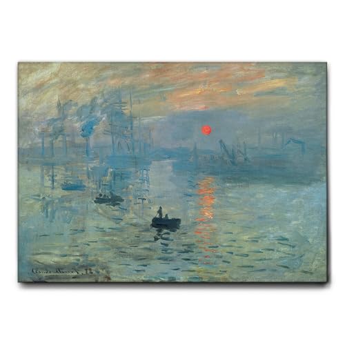 Giallobus - Gemälde - Claude Monet - Sonnenuntergangspanorama über dem Meer - Leinwand - 100x70 - Bereit zum Aufhängen - Moderne Gemälde für zu Hause von Giallobus