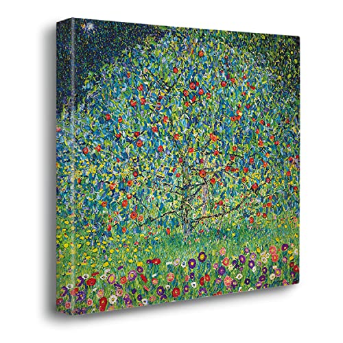 Giallobus - Gemälde - Gustav Klimt - Apfelbaum I - Premium Loom Canvas mit hoher Dicke - 100x100 - Bereit zum Aufhängen - Moderne Gemälde für zu Hause von Giallobus