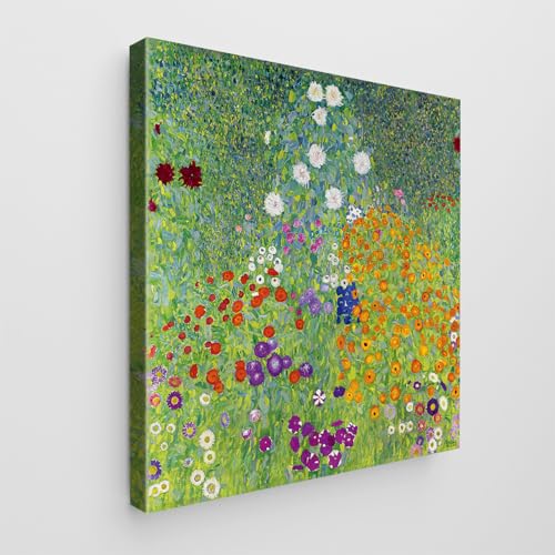 Giallobus - Gemälde - Gustav Klimt - Art Klimt - Standardleinwand - 100x100-07 - Blumengarten - Bereit zum Aufhängen - Moderne Gemälde von Giallobus