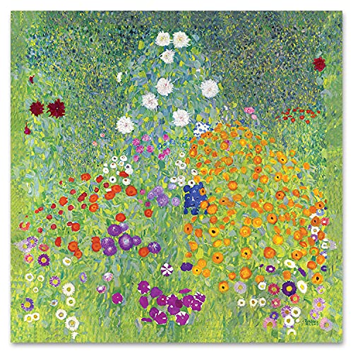 Giallobus - Gemälde - Gustav Klimt - Blumengarten - Plexi-Acrylglas - 100x100 - Bereit zum Aufhängen - Moderne Gemälde für zu Hause von Giallobus