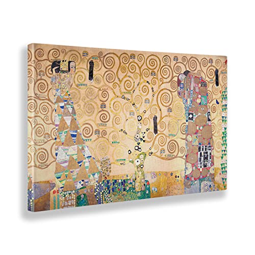 Giallobus - Gemälde - Gustav Klimt - Der Baum des Lebens - Leinwand mit Standardrahmen - 140x80 - Bereit zum Aufhängen - Moderne Gemälde für zu Hause von Giallobus
