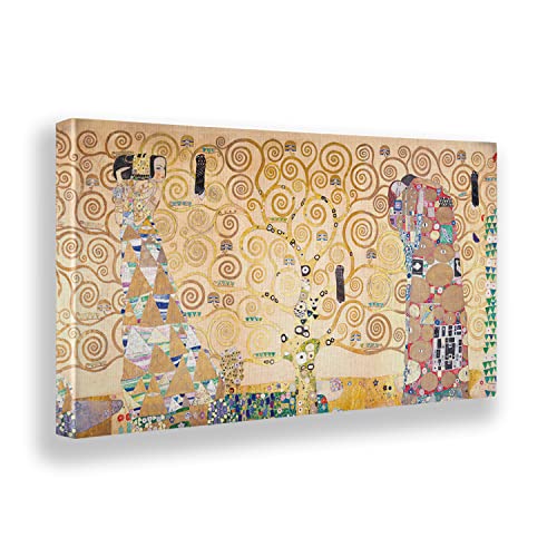 Giallobus - Gemälde - Gustav Klimt - Der Baum des Lebens - Premium Loom Canvas mit hoher Dicke - 100x60 - Bereit zum Aufhängen - Moderne Gemälde für zu Hause von Giallobus