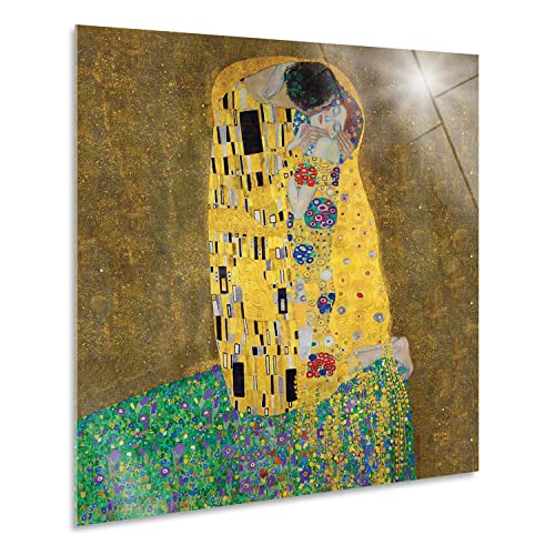 Giallobus - Gemälde - Gustav Klimt - Der Kuss - Acrylglas - 100x100 - Bereit zum Aufhängen - Moderne Gemälde für zu Hause von Giallobus