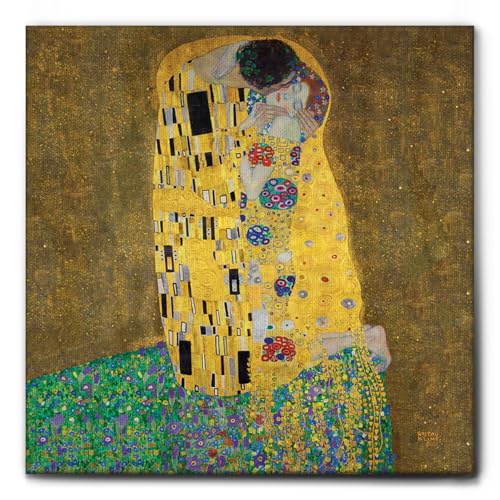 Giallobus - Gemälde - Gustav Klimt - Der Kuss - Leinwand mit Standardrahmen - 100x100 - Bereit zum Aufhängen - Moderne Gemälde für zu Hause Giallobus - Gemälde - Gustav Klimt - Der Kuss - Leinwand mit Standardrahmen - 100x100 - Bereit zum Aufhängen - Moderne Gemälde für zu Hause von Giallobus