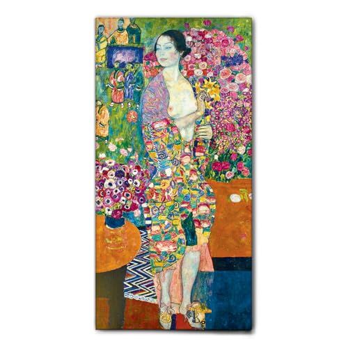 Giallobus - Gemälde - Gustav Klimt - Der Tänzer - Leinwand mit Standardrahmen - 70x140 - Bereit zum Aufhängen - Moderne Gemälde für zu Hause von Giallobus