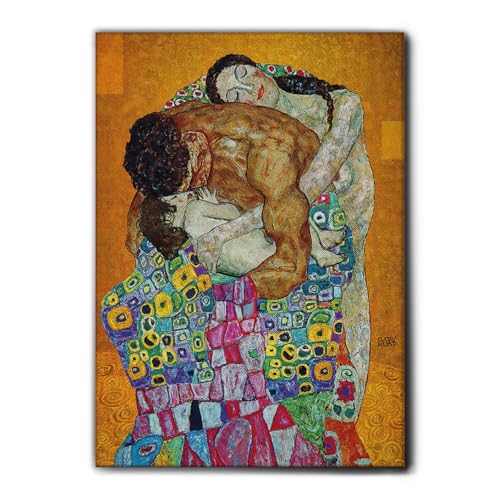 Giallobus - Gemälde - Gustav Klimt - Die Familie - Premium Loom Canvas mit hoher Dicke - 100x140 - Bereit zum Aufhängen - Moderne Gemälde für zu Hause von Giallobus