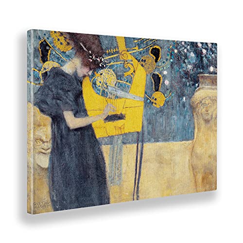 Giallobus - Gemälde - Gustav Klimt - Die Musik - Leinwand - 140x100 - Bereit zum Aufhängen - Moderne Gemälde für zu Hause von Giallobus