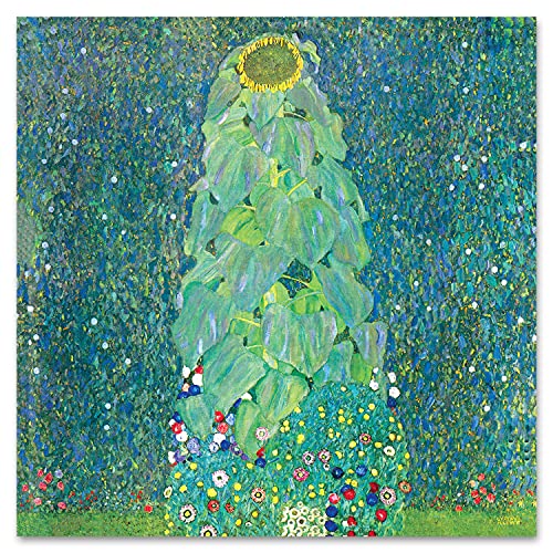 Giallobus - Gemälde - Gustav Klimt - Die Sonnenblume - Plexi-Acrylglas - 100x100 - Bereit zum Aufhängen - Moderne Gemälde für zu Hause von Giallobus