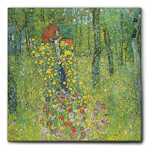 Giallobus - Gemälde - Gustav Klimt - Landgarten mit Kruzifix - Leinwand mit Standardrahmen - 70x70 - Bereit zum Aufhängen - Moderne Gemälde für zu Hause von Giallobus