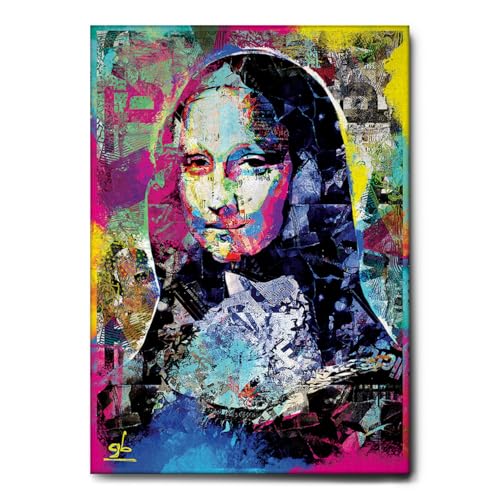 Giallobus - Gemälde - Mona Lisa Pop-Art - Leinwand mit Standardrahmen - 100x140 - Bereit zum Aufhängen - Moderne Gemälde für zu Hause Giallobus - Gemälde - Mona Lisa Pop-Art - Leinwand mit Standardrahmen - 100x140 - Bereit zum Aufhängen - Moderne Gemälde für zu Hause von Giallobus