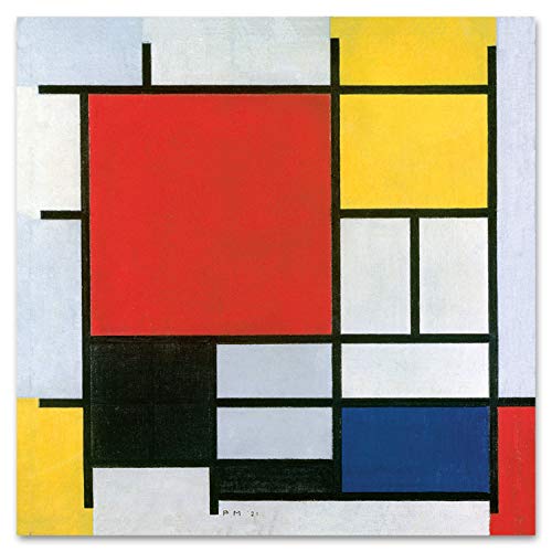 Giallobus - Gemälde - Piet Mondrian - Komposition n. 11 in Rot, Gelb, Blau und Schwarz - Plexi-Acrylglas - 100x100 - Bereit zum Aufhängen - Moderne Gemälde für zu Hause von Giallobus