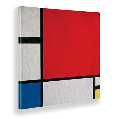 Giallobus - Gemälde - Piet Mondrian - Komposition n. 2 in Rot, Blau und Gelb - Leinwand - 50x50 - Bereit zum Aufhängen - Moderne Gemälde für zu Hause von Giallobus