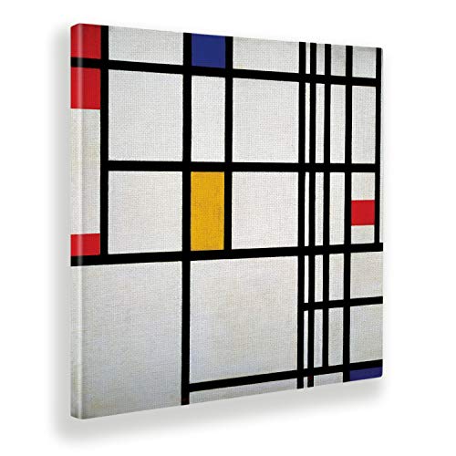 Giallobus - Gemälde - Piet Mondrian - Komposition n.12 in Rot, Blau und Gelb - Leinwand - 50x50 - Bereit zum Aufhängen - Moderne Gemälde für zu Hause von Giallobus