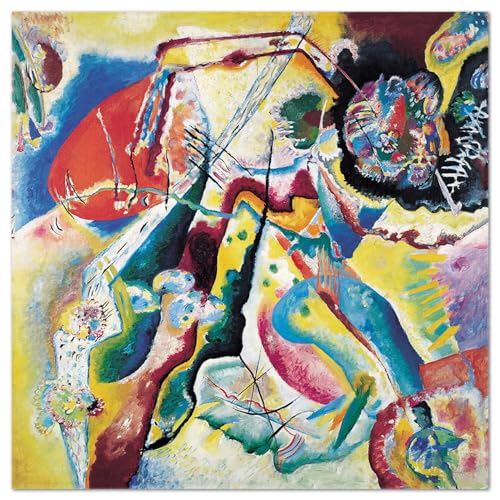 Giallobus - Gemälde - Vassily Kandinsky - Rahmen mit rotem Fleck - Acrylglas - 100x100 - Bereit zum Aufhängen - Moderne Gemälde für zu Hause von Giallobus