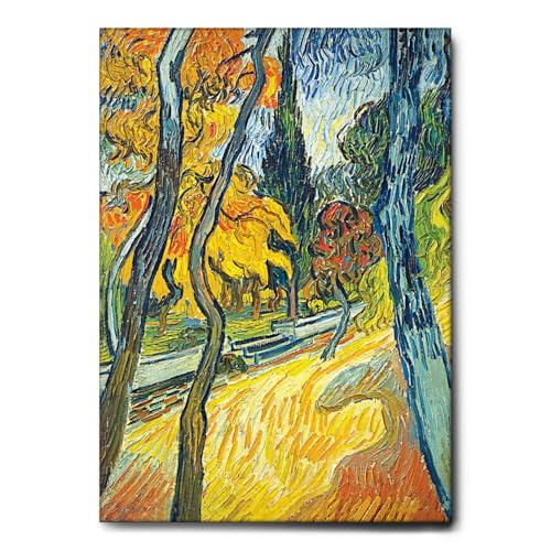 Giallobus - Gemälde - Vincent Van Gogh - Bäume im Garten der Anstalt - Leinwand mit Standardrahmen - 50L x 70l cm - Bereit zum Aufhängen - Moderne Gemälde Giallobus - Gemälde - Vincent Van Gogh - Bäume im Garten der Anstalt - Leinwand mit Standardrahmen - 50L x 70l cm - Bereit zum Aufhängen - Moderne Gemälde von Giallobus