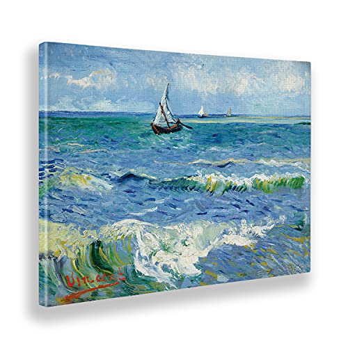 Giallobus - Gemälde - Vincent Van Gogh - Das Meer bei Les Saintes Maries - Leinwand - 140x100 - Bereit zum Aufhängen - Moderne Gemälde für zu Hause von Giallobus