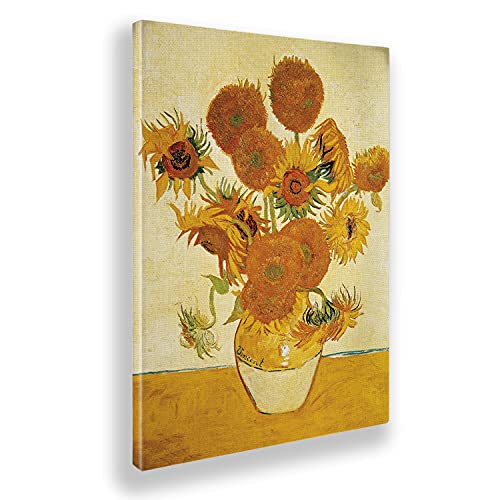 Giallobus - Gemälde - Vincent Van Gogh - Sonnenblumen 2 - Leinwand mit Standardrahmen - 100x140 - Bereit zum Aufhängen - Moderne Gemälde für zu Hause von Giallobus