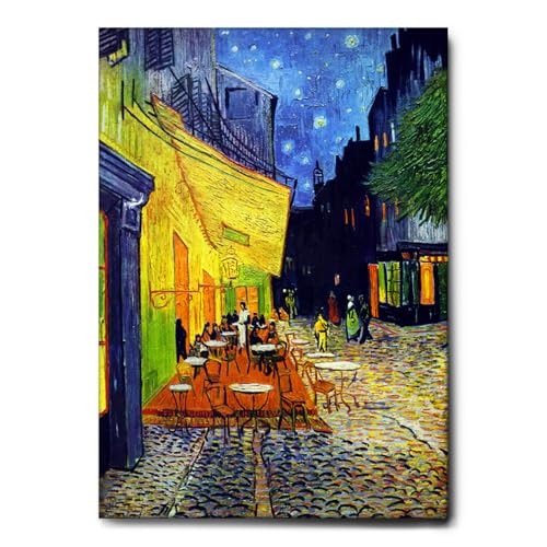 Giallobus - Gemälde - Vincent Van Gogh - Terrasse eines Cafés in der Nacht - Leinwand mit Standardrahmen - 70L x 100l cm - Bereit zum Aufhängen - Moderne Gemälde Giallobus - Gemälde - Vincent Van Gogh - Terrasse eines Cafés in der Nacht - Leinwand mit Standardrahmen - 70L x 100l cm - Bereit zum Aufhängen - Moderne Gemälde von Giallobus