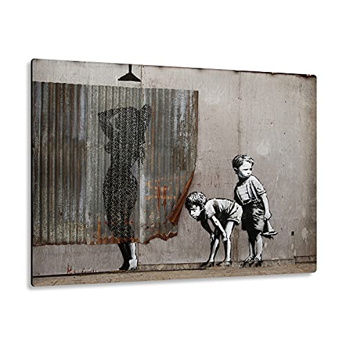 Giallobus - Giallopanel Art Board - Banksy - Frauendusche - MDF-Holz - 29,7X21 von Giallobus