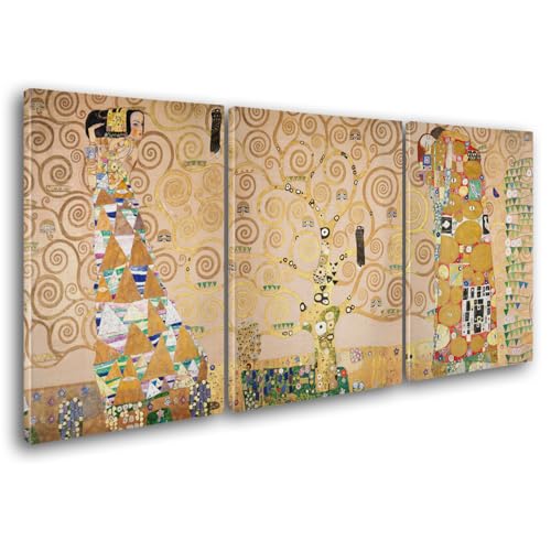 Giallobus - Große Gemälde im XXL-Format - Gustav Klimt - Abstrakte Kunst - Der Baum des Lebens - Leinwand - 308x140cm | 3pcs. x 100x140cm - Moderne Gemälde für zu Hause von Giallobus