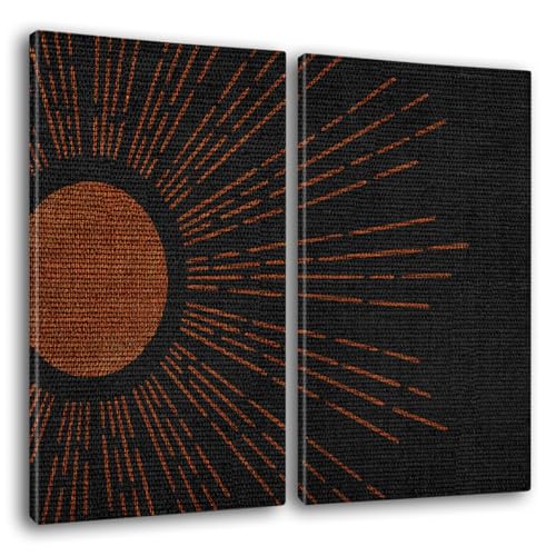 Giallobus - Große Gemälde im XXL-Format - Moderne Zusammenfassung - Suntimes Black 2 - Leinwand - 144x100cm | 2pcs. x 70x100cm - Moderne Gemälde für zu Hause von Giallobus