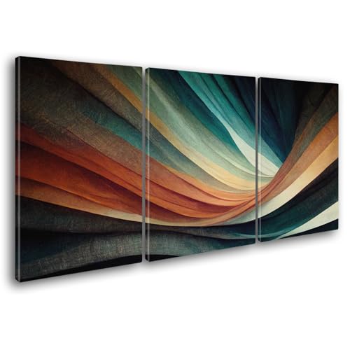 Giallobus - Große Gemälde im XXL-Format - Moderne Zusammenfassung - Wavingrock - Leinwand - 308x140cm | 3pcs. x 100x140cm - Moderne Gemälde für zu Hause von Giallobus