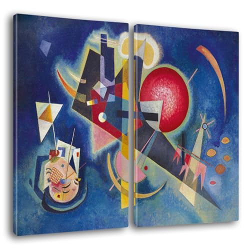 Giallobus - Große Gemälde im XXL-Format - Vassily Kandinsky - Abstrakte Kunst - In Blau - Leinwand - 144x100cm | 2pcs. x 70x100cm - Moderne Gemälde für zu Hause von Giallobus