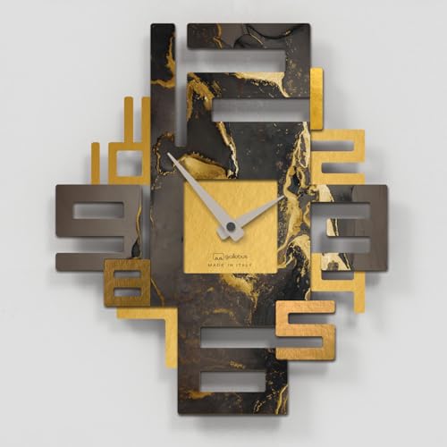 Giallobus - Premium-Uhr - Axia - MDF-Holz - Premium 38x45-13 - Black&Gold - Handwerklich hergestellt in Italien – geräuschlos – Geschenkidee – Moderne Doppelebene von Giallobus