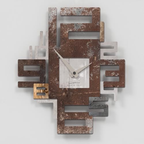 Giallobus - Premium-Uhr - Axia - MDF-Holz - Premium 38x45-20 - Industrial - Handwerklich hergestellt in Italien – geräuschlos – Geschenkidee – Moderne Doppelebene von Giallobus