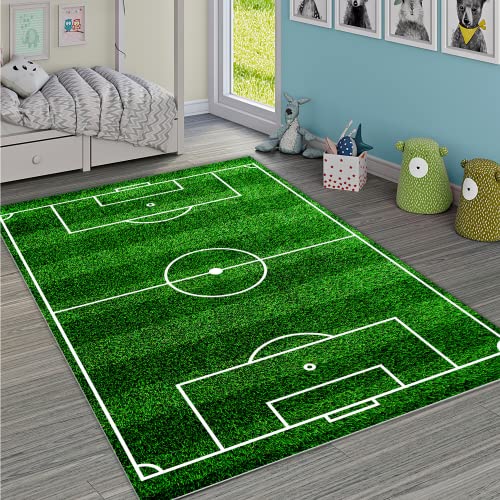 Giallobus - Teppich - Fußballfeld - Vinile - 230x160cm Rug - Modernes Design, rutschfest, hypoallergen, abwaschbar, schmutzabweisend - Küche, Wohnzimmer, Kinderspielplatz, Badezimmer von Giallobus