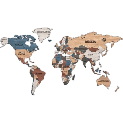 Giallobus - Weltkarte - POLITISCHE Karte AUS MEHRFARBIGEM Holz - MDF HOLZWANDDEKORATION - Moderne GEMÄLDE BLEIBE - 190X105 cm Giallobus - Weltkarte - POLITISCHE Karte AUS MEHRFARBIGEM Holz - MDF HOLZWANDDEKORATION - Moderne GEMÄLDE BLEIBE - 190X105 cm von Giallobus