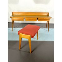 Mid-Century Modern Holz Vanity Tisch Set. Italien 1950 von GiammyArt