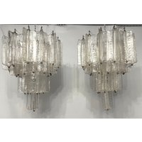 Wunderschönes Paar Mid-Century Murano Glas Kronleuchter Von Toni Zuccheri Für Venini von GiammyArt