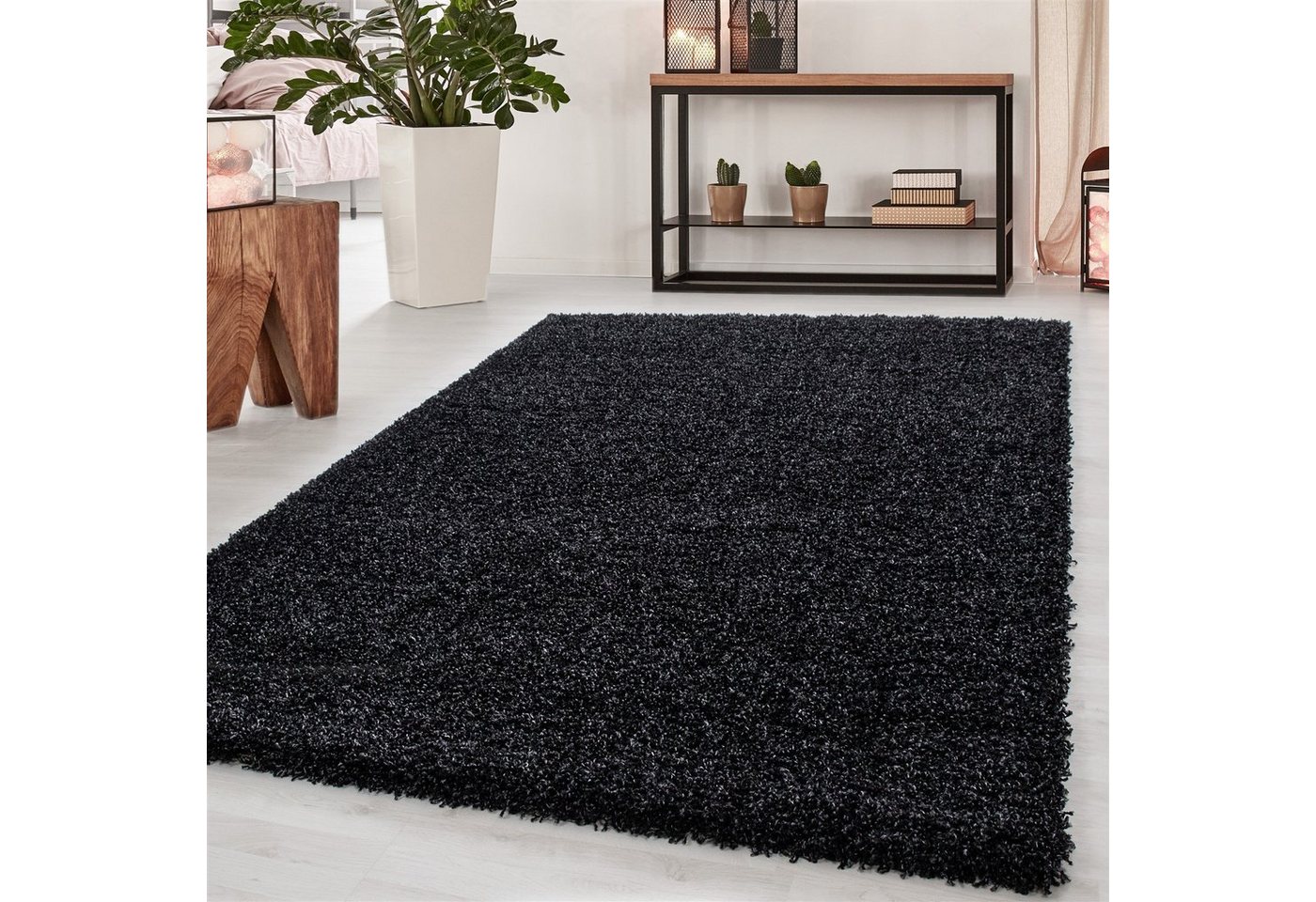 Hochflor-Teppich Shaggy Wohnzimmer Schlafzimmer Hochflorteppich meliert, Giancasa von Giancasa