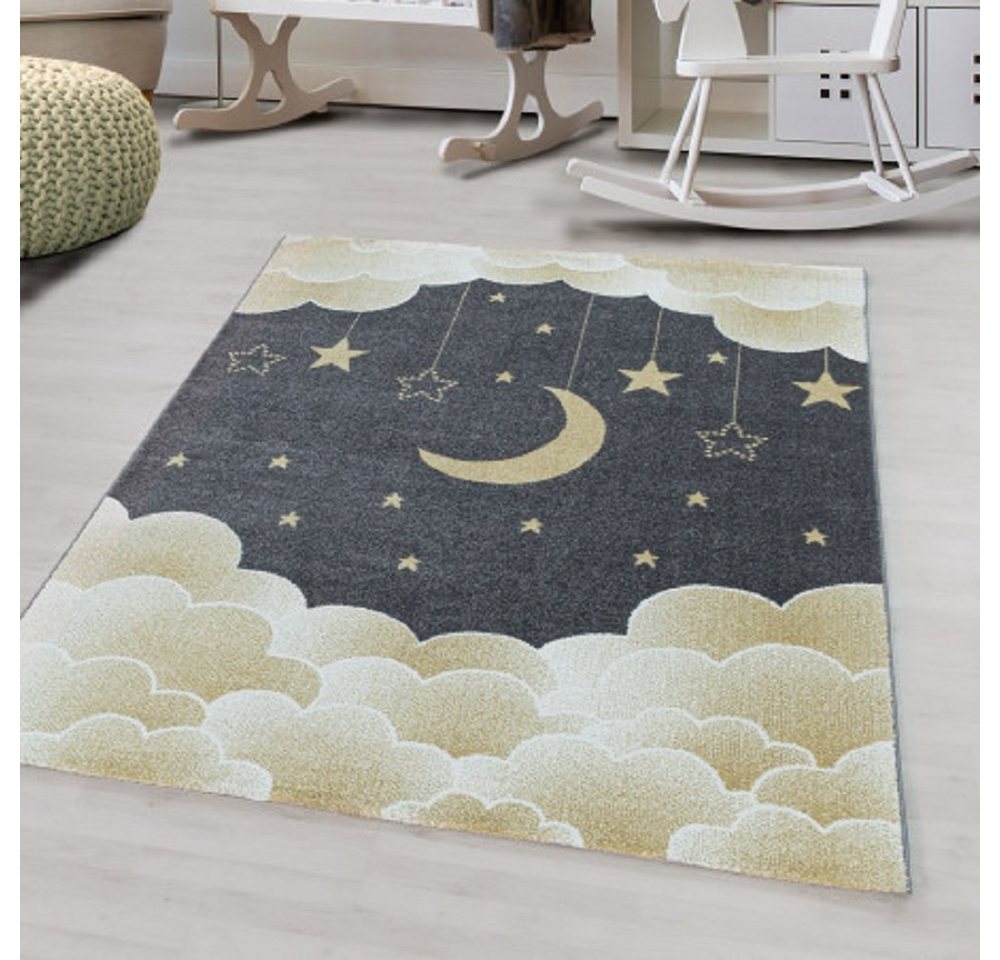 Kinderteppich zuckersüßer Kinderzimmer-Teppich mit Mond & Sternemotiv, Giancasa, rechteck von Giancasa