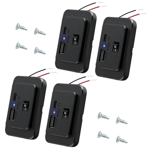 Giantdeer USB C Steckdose 12V, Dual USB Schnelllade Panl, Typ C Camper Steckdose mit ON/OFF Schalter, PD2.0 Typ-C und QC3.0 Auto Steckdose 12V, für 12V~26V Auto Bus ATV Marine Trucks(4 PCS) Giantdeer USB C Steckdose 12V, Dual USB Schnelllade Panl, Typ C Camper Steckdose mit ON/OFF Schalter, PD2.0 Typ-C und QC3.0 Auto Steckdose 12V, für 12V~26V Auto Bus ATV Marine Trucks(4 PCS) von Giantdeer