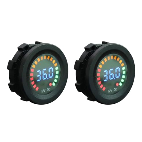 Giantdeer 2PCS Motorrad Voltmeter 12V, 24V Autobatterie Voltmeter, Motorrad Batterieanzeige Voltmeter, Farbbildschirm Wasserdicht LED Digitale Voltmeter für 12V Auto LKW an Bord Marine von Giantdeer